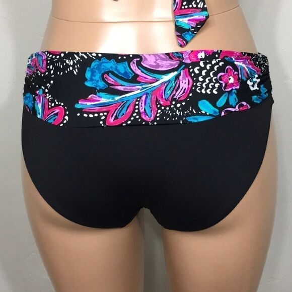 Anne Cole black floral bikini. L-top/M-bottom. NWT - Picture 9 of 14